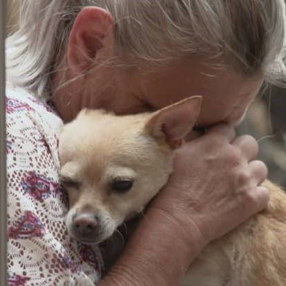CNBC_LISA HUGGING DOG